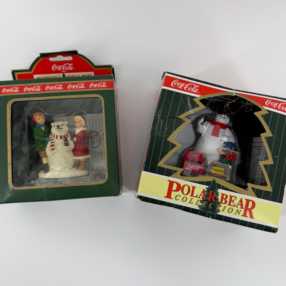 Coca-Cola Town Square Polar Bear Collection Set of 2 in Boxes, 1990s